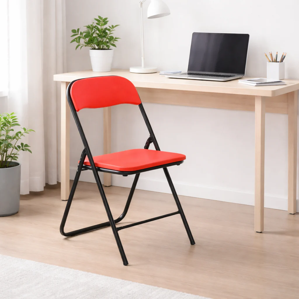 Folding Padded Chair Red - Image 2