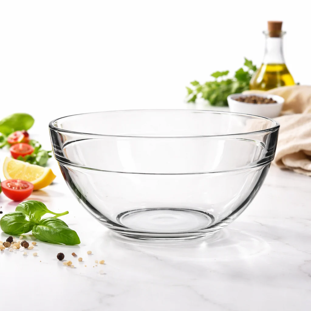 Crystal Glass Salad Serving Bowl 22cm