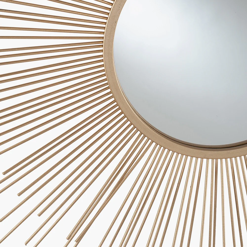 Gold Metal Starburst Design Round Wall Mirror - Image 3