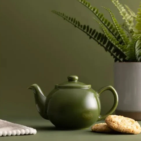 Olive Green 2 Cup Ceramic Teapot - Image 2