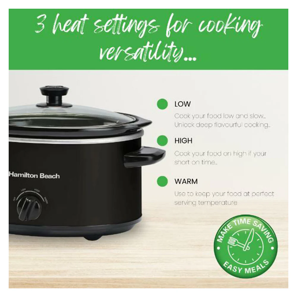 HamiltonBeach 3.5L Black Slow Cooker - Image 3