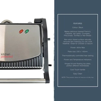 KitchenPerfected Health Grill and Panini Press - Black Steel - Image 4