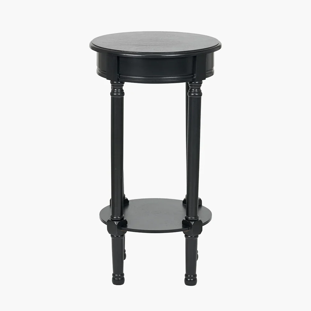 Heritage Black Pine Wood Accent Table