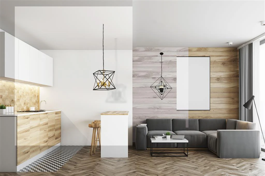 HEXA 4LT CEILING PENDANT - BLACK METAL & SATIN BRASS - Image 2