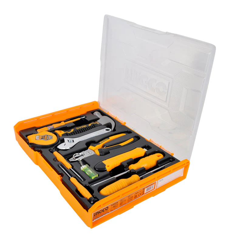 Ingco 11 Piece Tool Set - Claw Hammer. Combination Pliers, Adjustable Wrench - Image 2