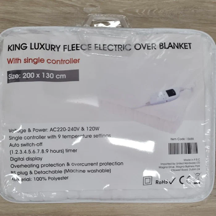 King Size Luxury Fleece Electric Heated Over Blanket 200cm x 130cm