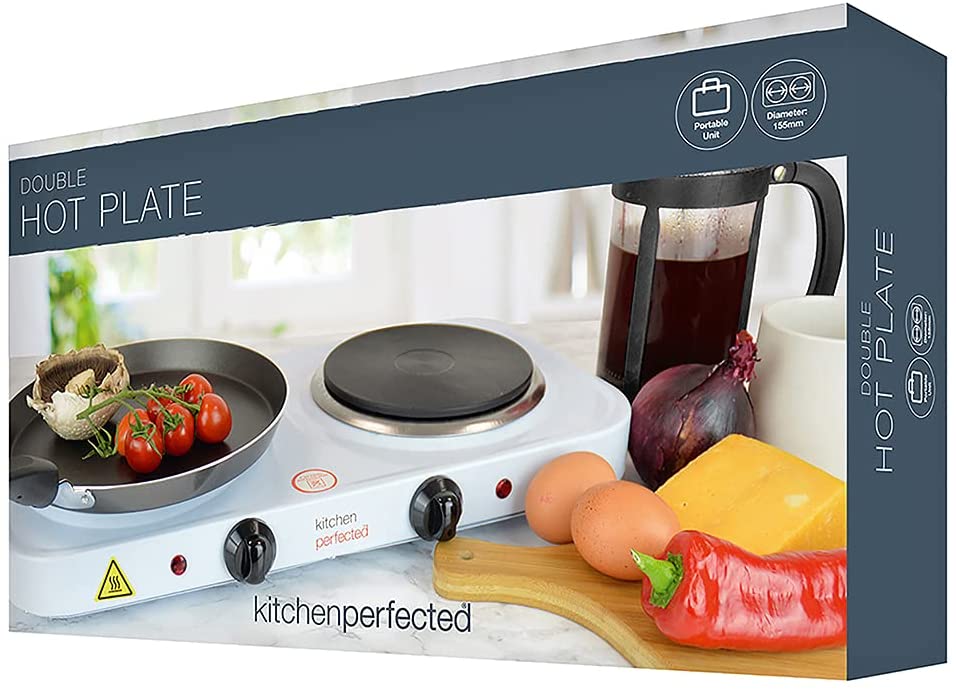 Kitchen Perfected 2000w Double Hotplate - White - Image 3