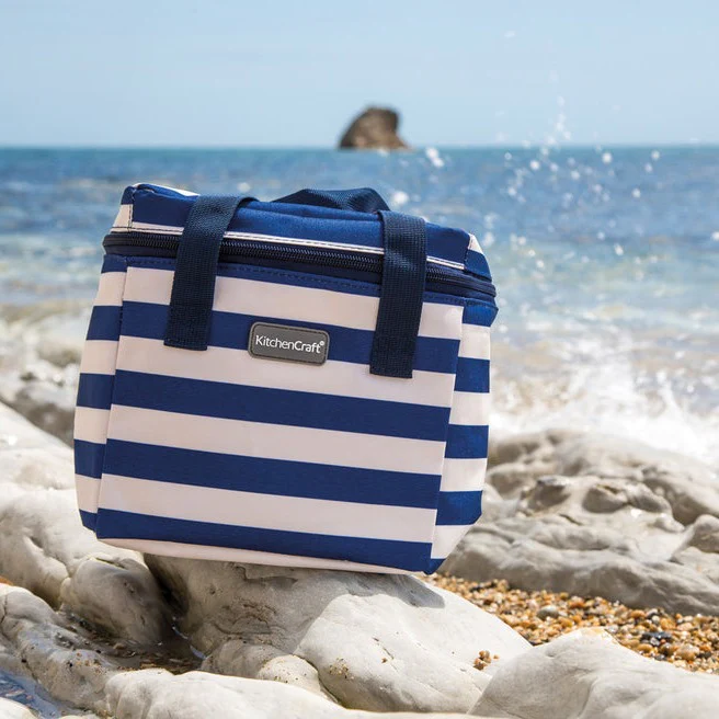 KitchenCraft Lulworth 5 Litre Blue Stripe Lunch / Snack Cool Bag - Image 3