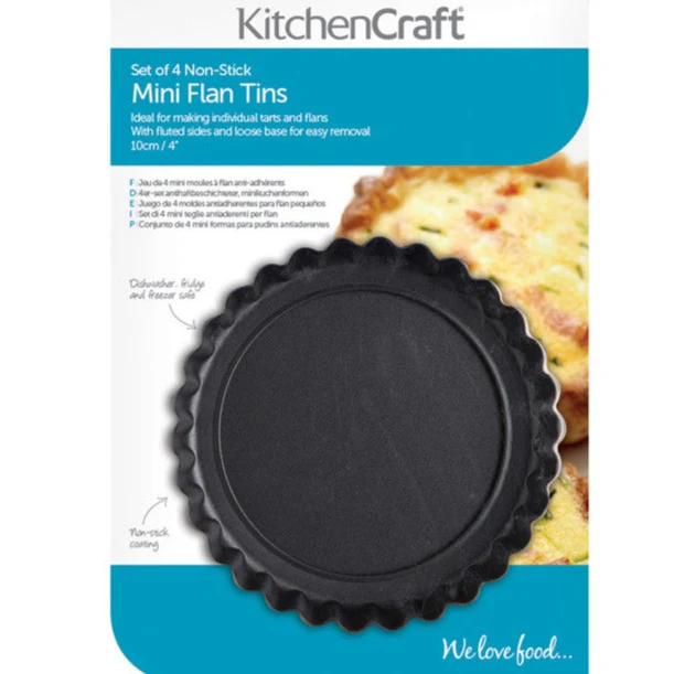 KitchenCraft Set of Four Non-Stick Mini Fluted Flan Tins - Image 2