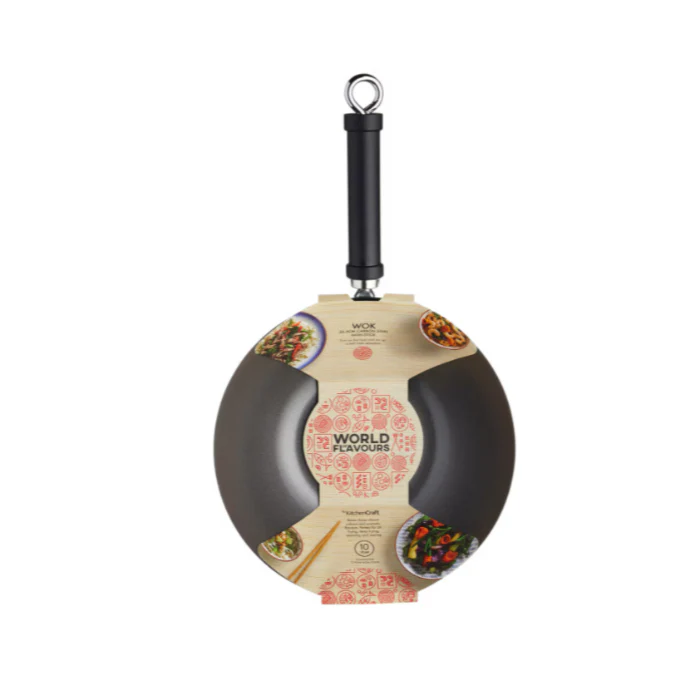 KitchenCraft World of Flavours Oriental Carbon Steel 30cm Non-Stick Wok - Image 2