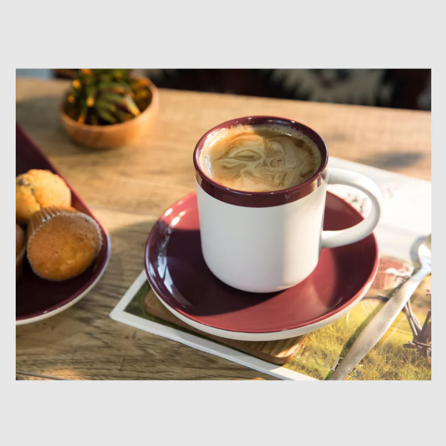 Barcelona Plum 260ml Coffee Cup and Saucer Plum