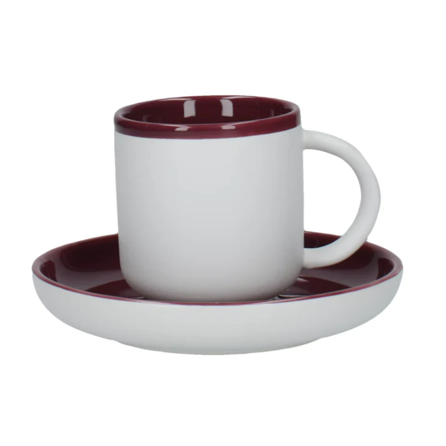 Barcelona Plum 260ml Coffee Cup and Saucer Plum - Image 2