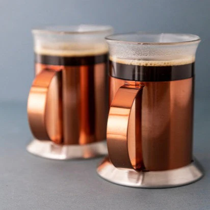 La Cafetière Copper Coffee Mugs, Set of 2, Stainless Steel - Image 2
