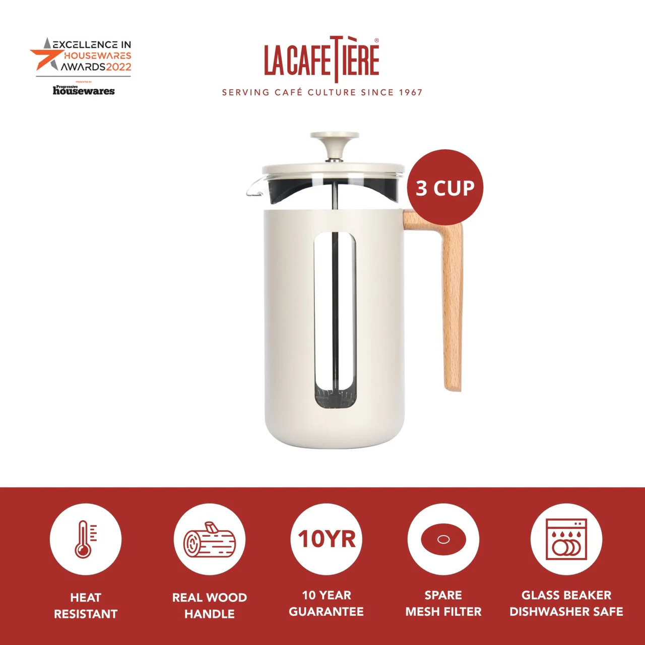 La Cafetière Pisa 3 Cup Cafetiere - Latte - Image 6