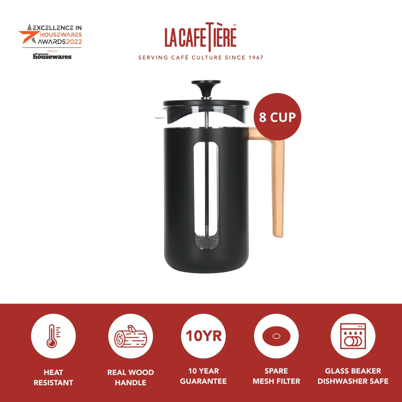 La Cafetière Pisa 8 Cup Cafetiere - Black - Image 5