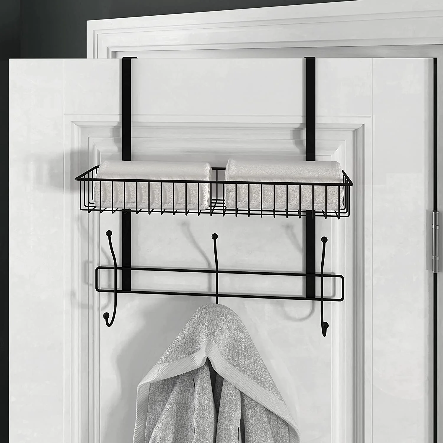 Large Hook Over Bathroom Caddy - Matt Black - Image 3