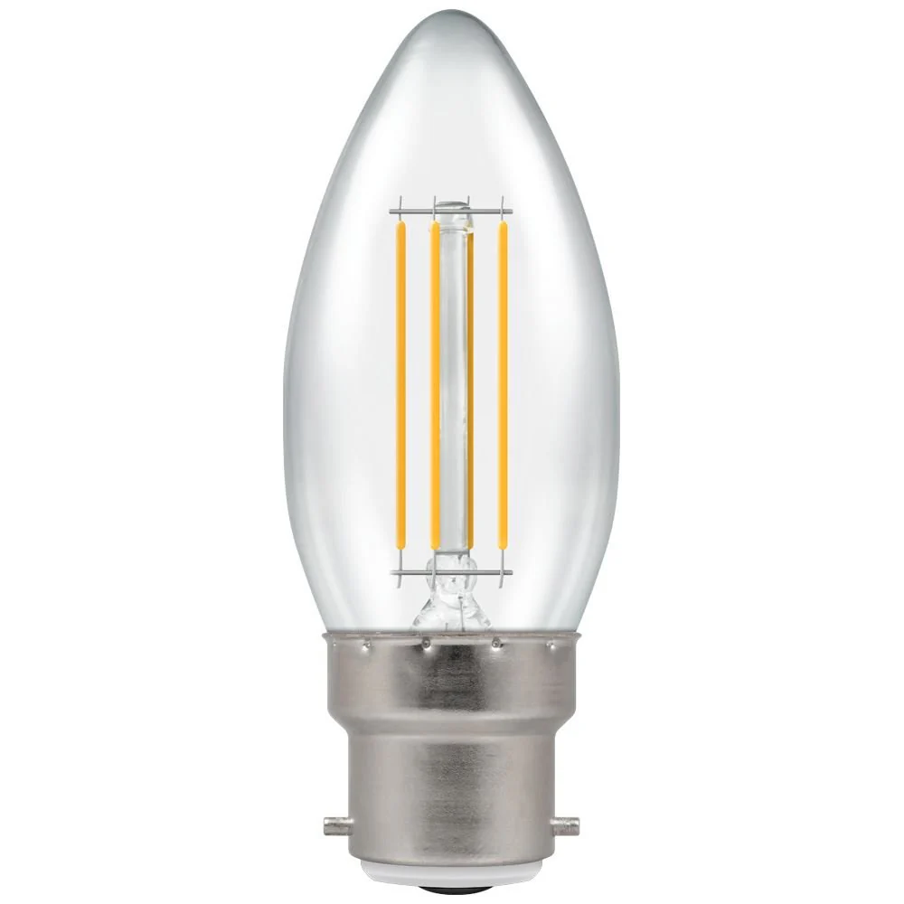 5W Dimmable LED Candle Filament Clear BC-B22d Warm White Light Bulb