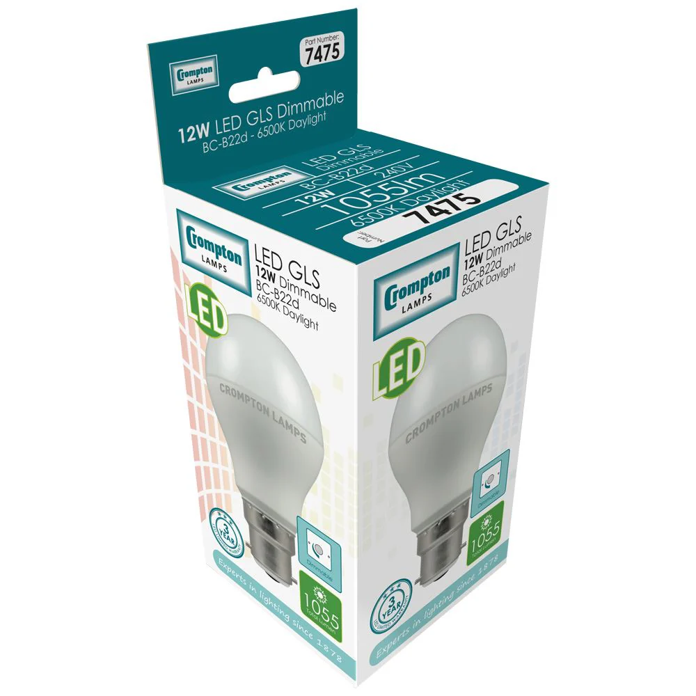 LED GLS Thermal Plastic • Dimmable • 12W • 6500K • BC-B22d - Image 2