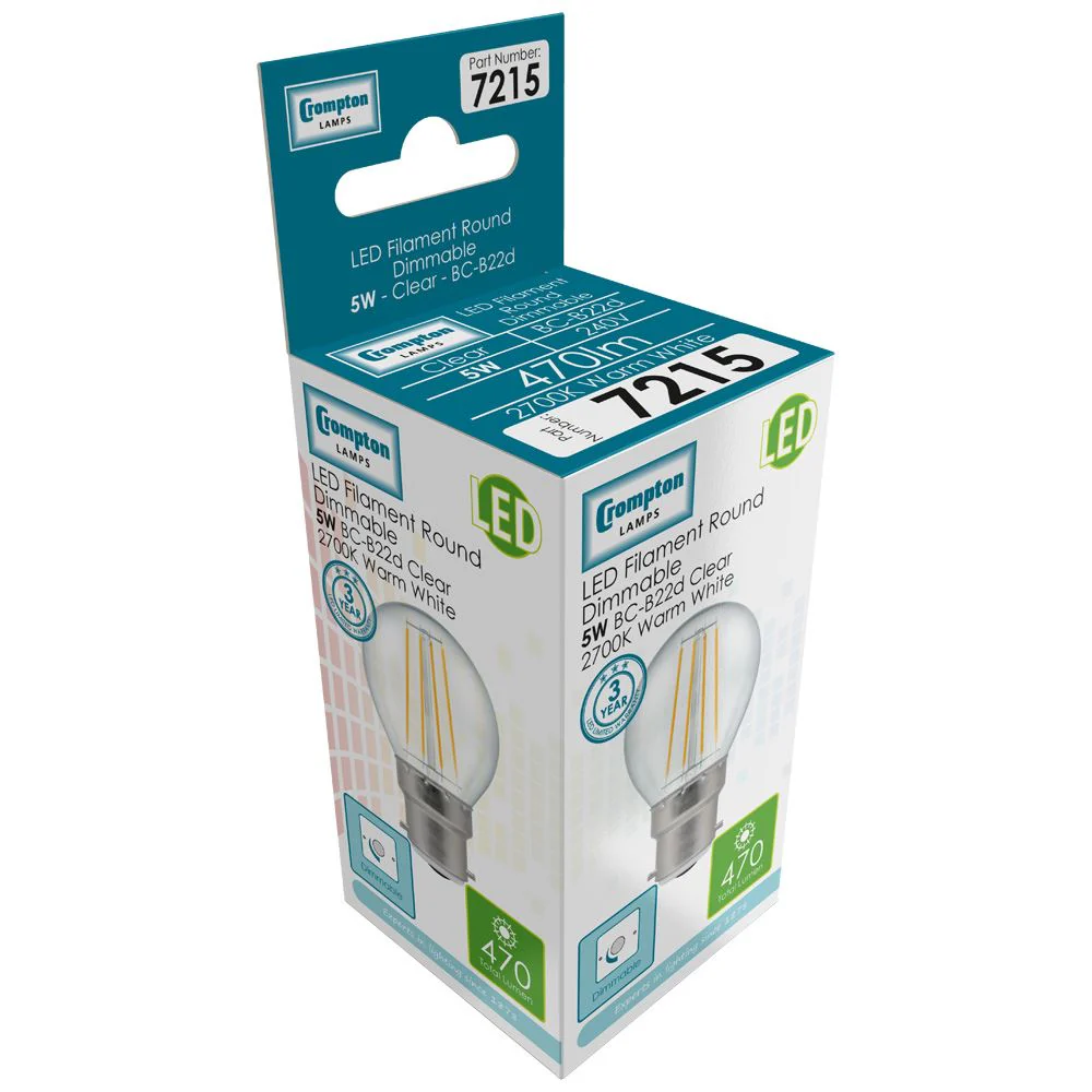 LED Round Filament Clear Dimmable - Image 2