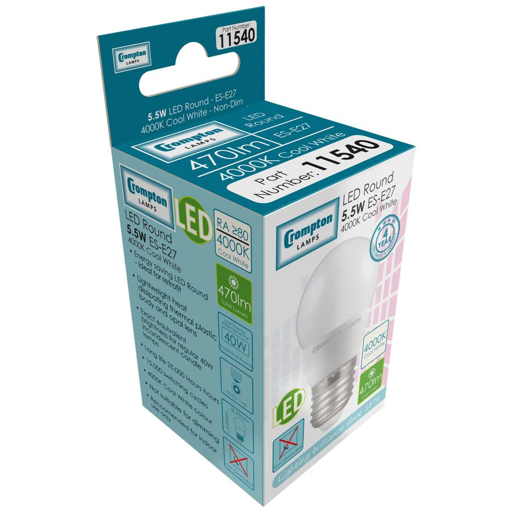 LED Round Thermal Plastic  5.5W Bulb - Image 2