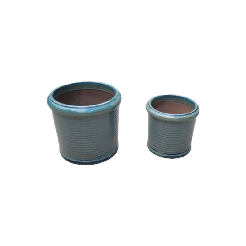 Lemonfield Pottery - Bonito Glazed Ceramic Garden Planter - Green/Blue