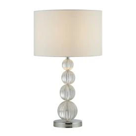 LOUIS 1LT TABLE LAMP, CHROME AND ACRYLIC WITH WHITE SHADE