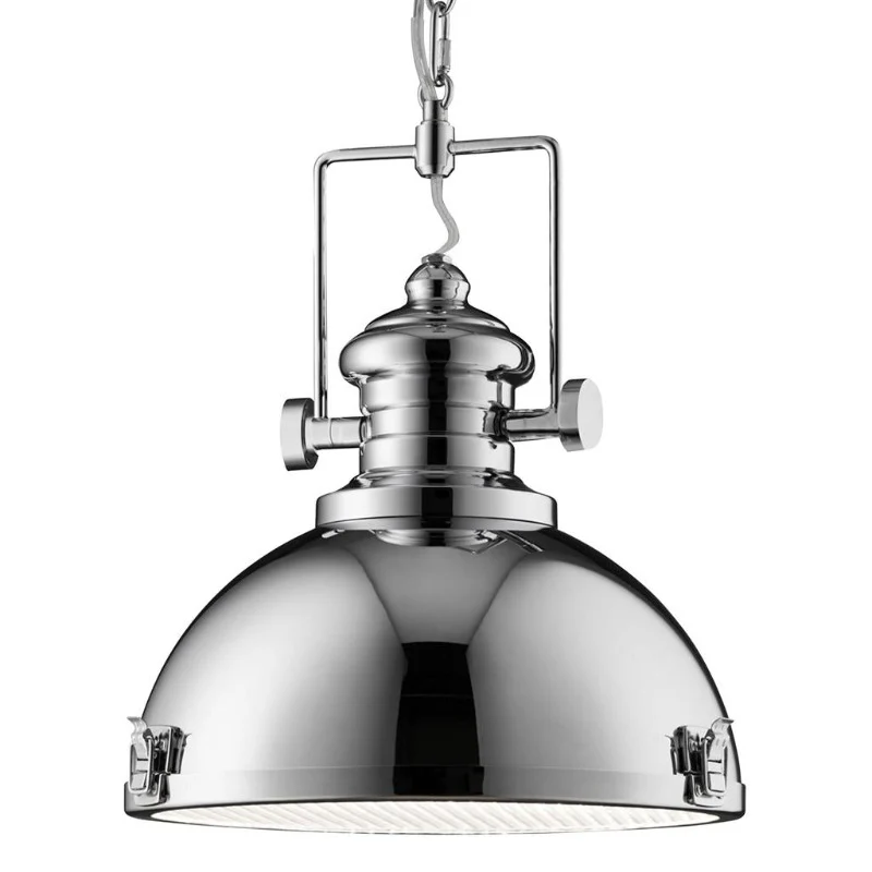 LOUISIANA INDUSTRIAL CEILING PENDANT LIGHT - CHROME & CLEAR LENS