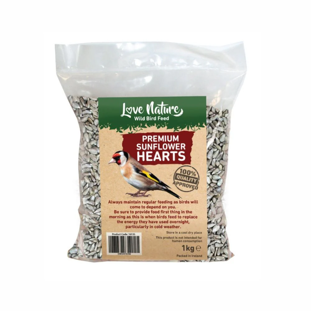 Love Nature Sunflower Hearts 1kg – Premium Energy-Rich Wild Bird Feed