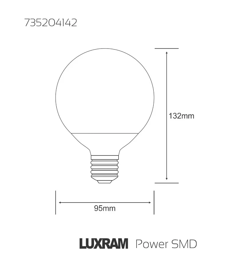 Luxram High Power SMD LED Globe Light 95mm 2.0 E27 14W Natural White 4000K 1230lm - Image 2