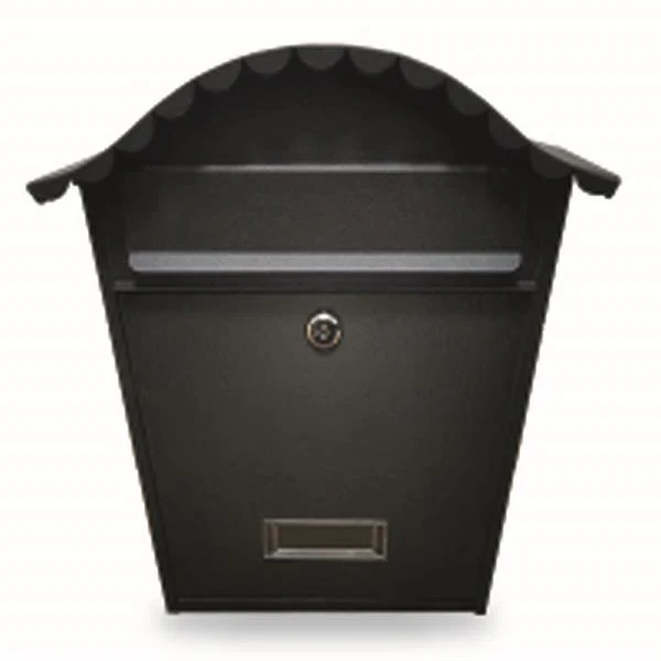 Manor Curved Black Steel Postbox