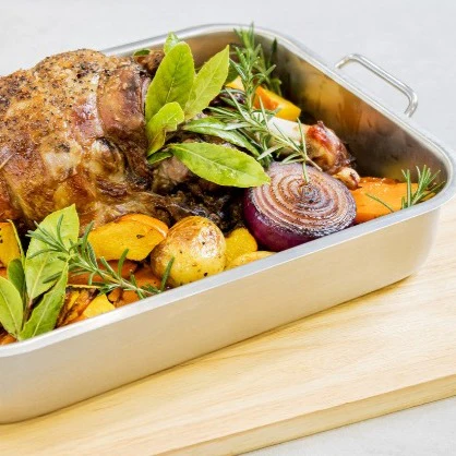 MasterClass Stainless Steel Heavy Duty 37cm x 27cm Roasting Pan - Image 4