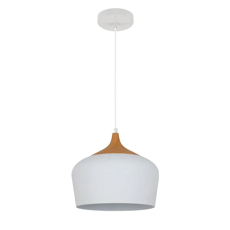 Matera Pendant White with Wood Effect
