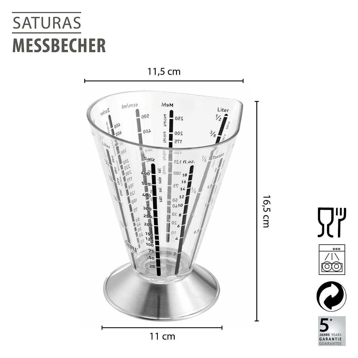 Gefu Messi Measuring Cup 500ml - Image 3