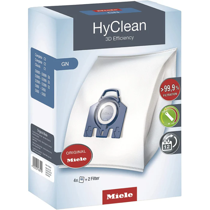 Miele 9917730 HyClean 3D Efficiency GN Vacuum Cleaner Dustbag with 4 Dustbags, Air Clean and Motor Filter, 2 Litre, Blue