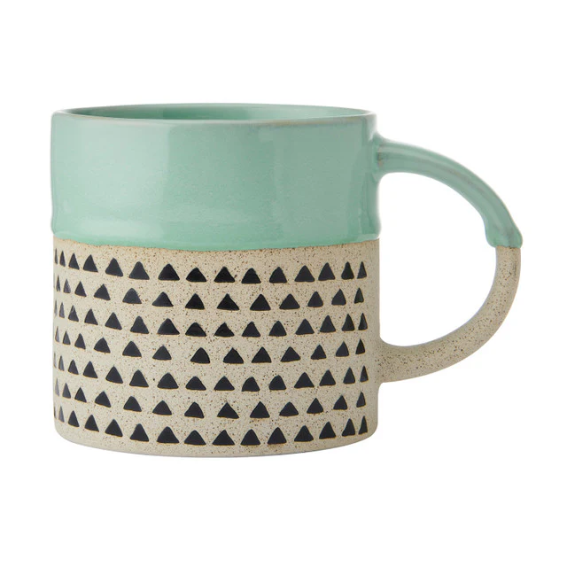 MIKASA WAX RESIST GREEN GLAZE MUG 390ML