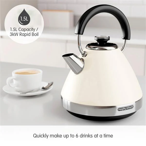 Morphy Richards 1.5L Venture Pyramid Kettle - Cream - Image 2
