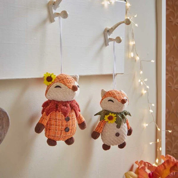 Mr Fox Pendant – Hanging Autumn Plush Ornament (14cm)