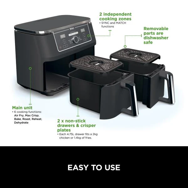 Ninja Foodi MAX Dual Zone Air Fryer 9.5L - Image 6