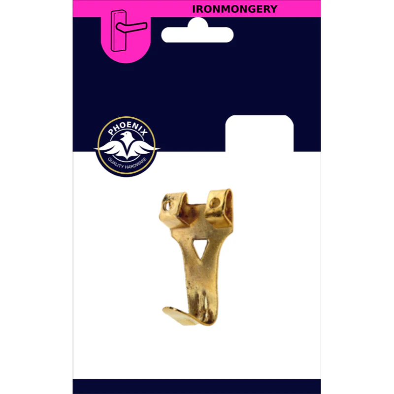 No.3 Double Picture Hook Brass - 4 Pack