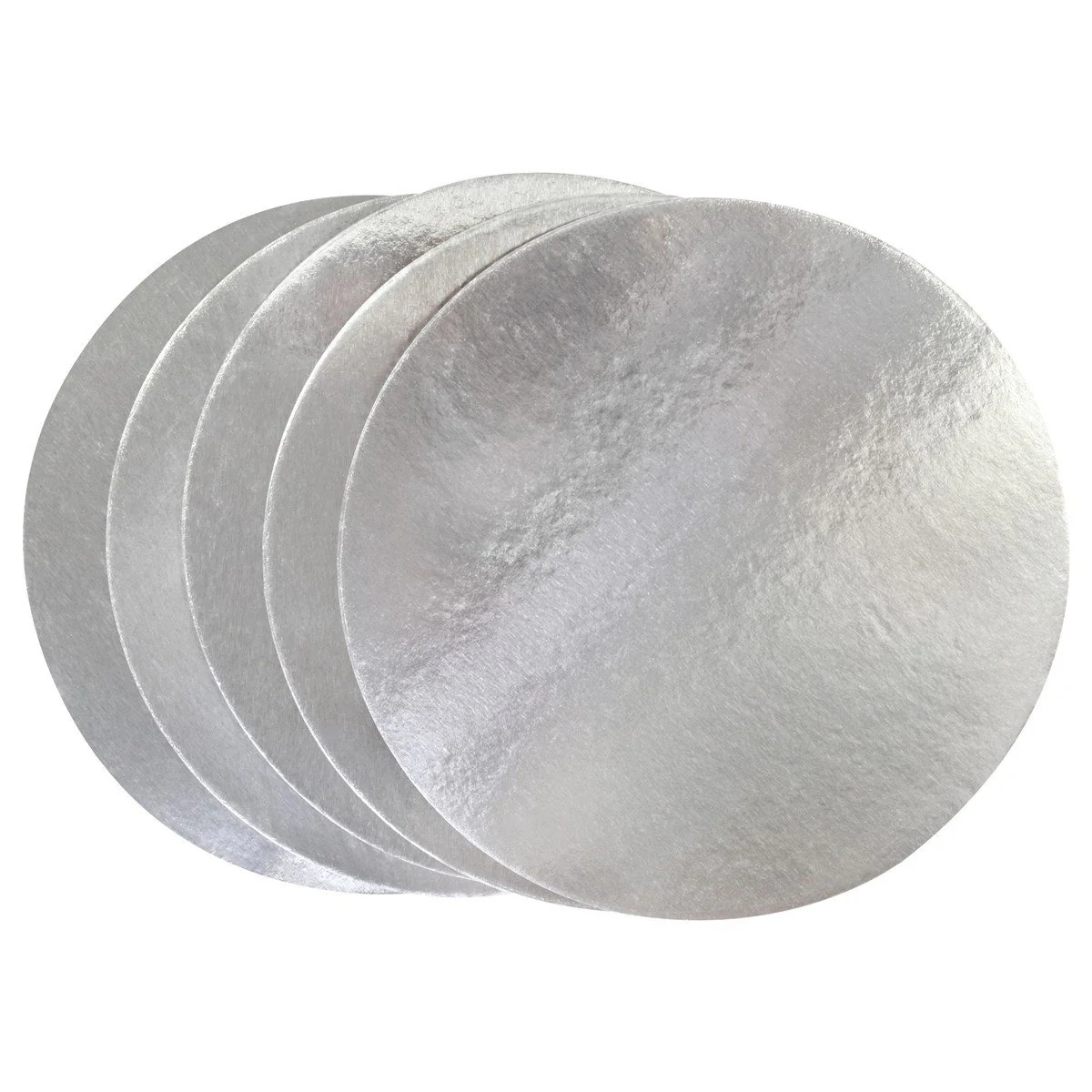 Pack of 5 Round Cake Cards, Silver (8" / 20cm) - Image 3