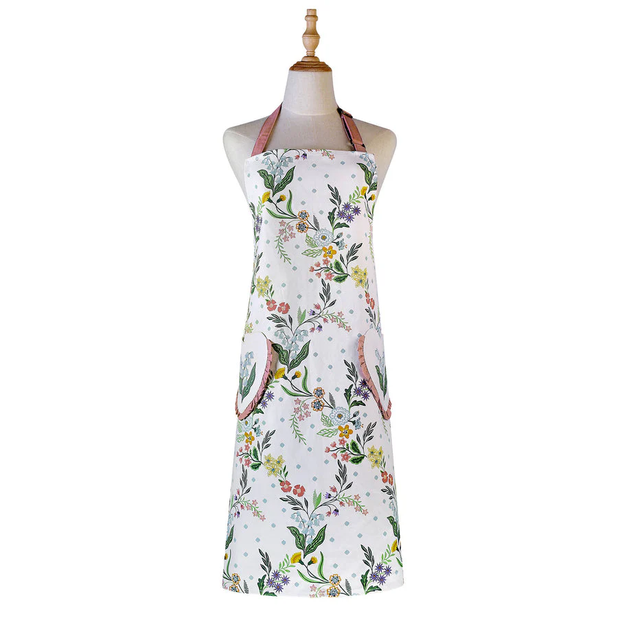 Petals & Prose Cotton Apron in Pink