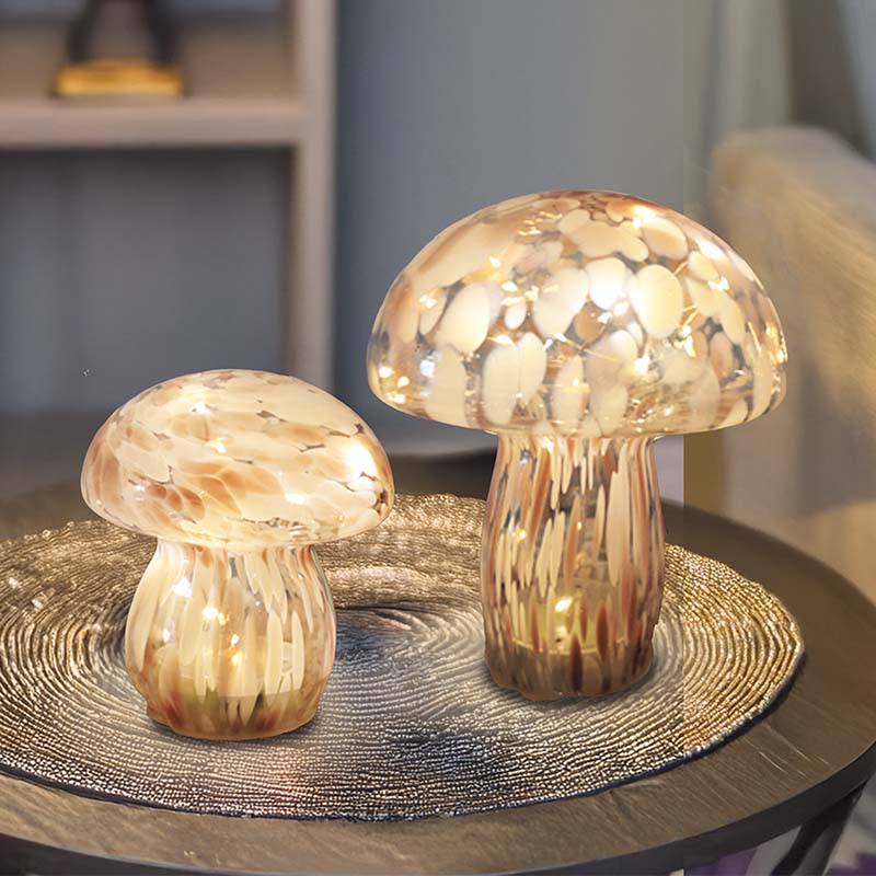 Pink & White GlassArt Mushroom - Large