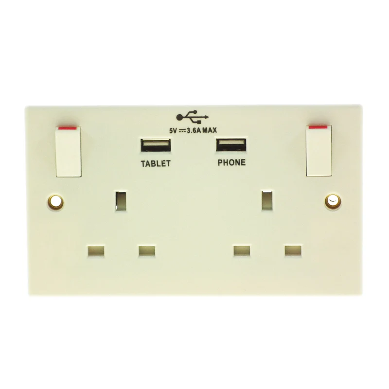 Powermaster Electrical 2 Gang 13 amp switched socket with 2 USB Ports - Image 2