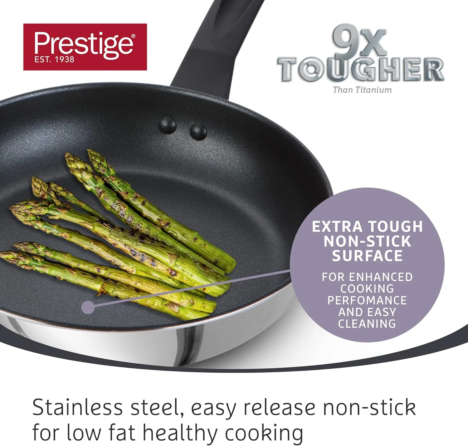 Prestige 9 X Tougher Stainless Steel Frying Pan 29cm - Image 5