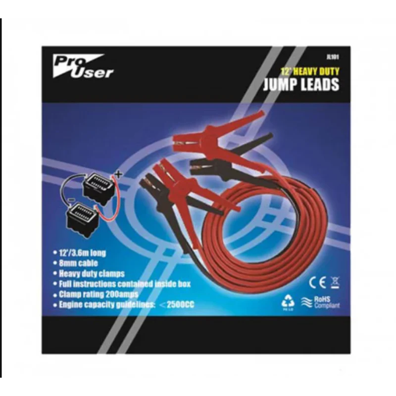 Pro User 12'/3.6M Heavy Duty Jump Leads for Vehicles/Cars up to 2500cc - Image 2