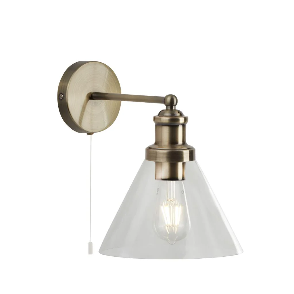 Pyramid Wall Light - Antique Brass & Glass