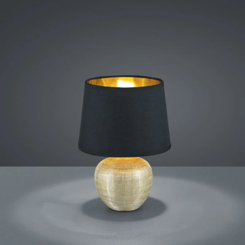 LUXOR Gold Table Lamp – Black & Gold Shade, Ceramic Base, 26cm - Image 2