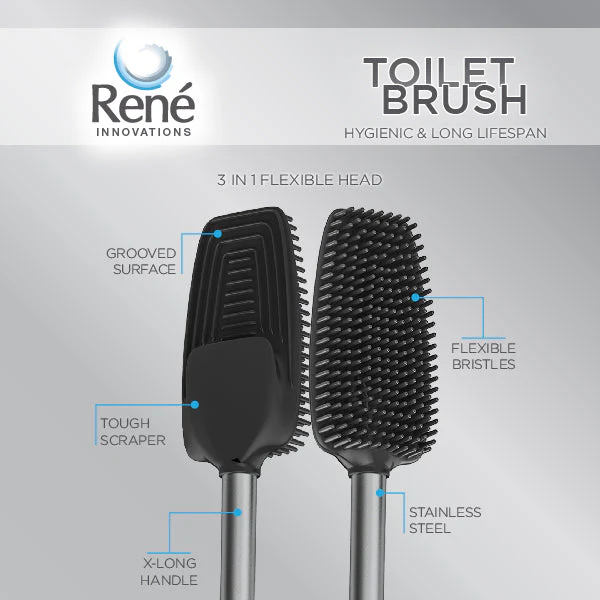 Rene 3 in 1 Flexible Toilet Brush Stainless Steel - Image 2