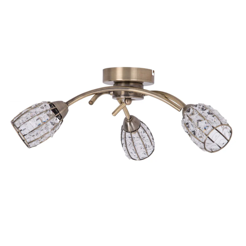 Roma 3-Light Ceiling Pendant – Antique Brass & Crystal Shade