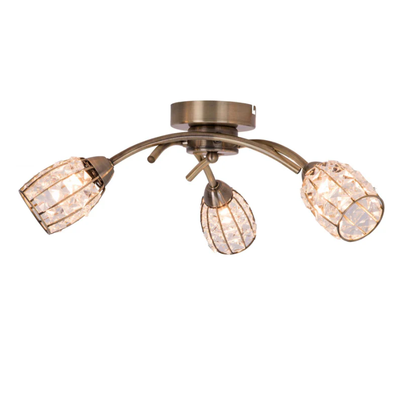 Roma 3-Light Ceiling Pendant – Antique Brass & Crystal Shade - Image 3